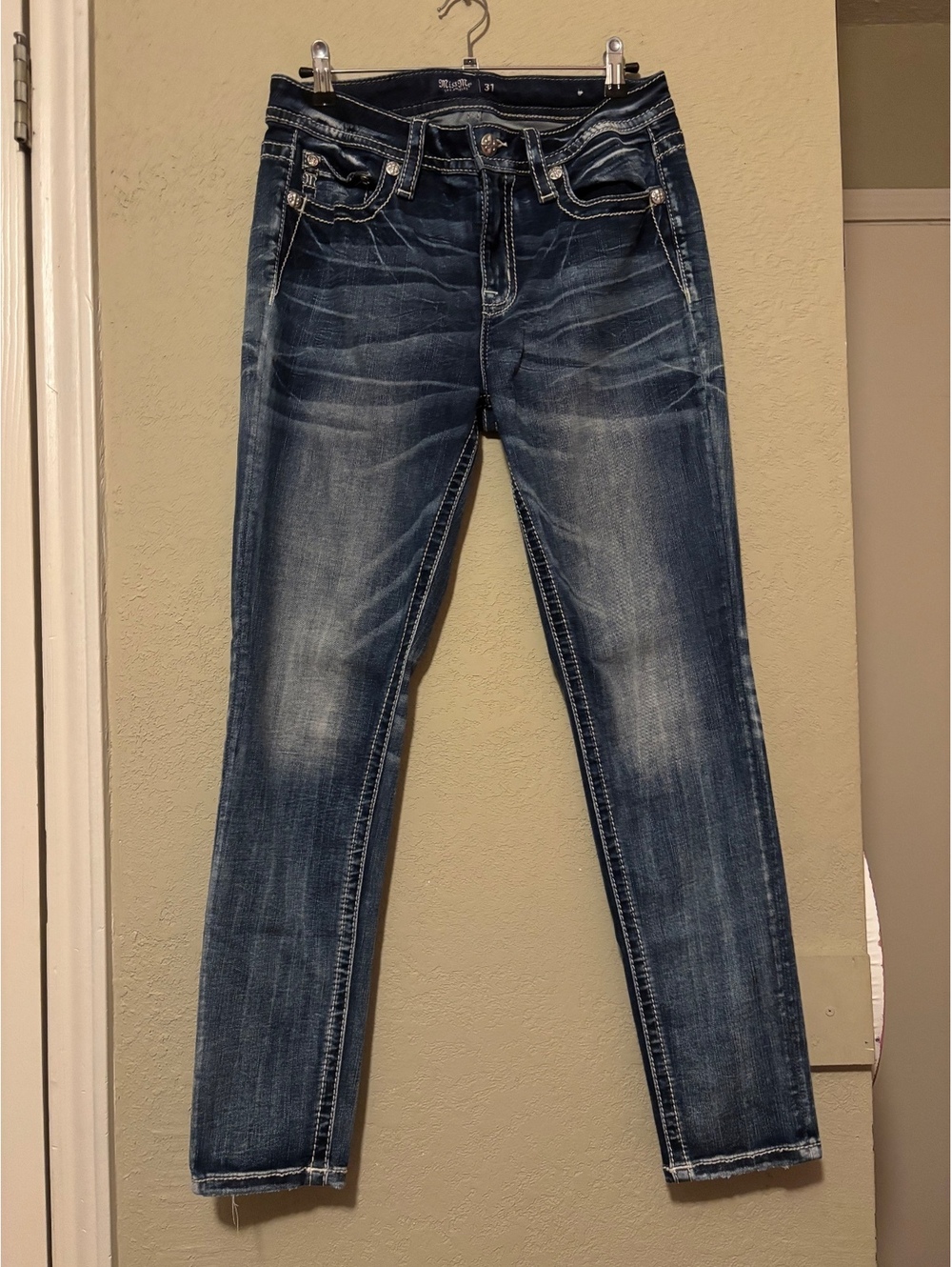 Miss Me Women's Jeans Size 31 Dark Wash Distressed Denim